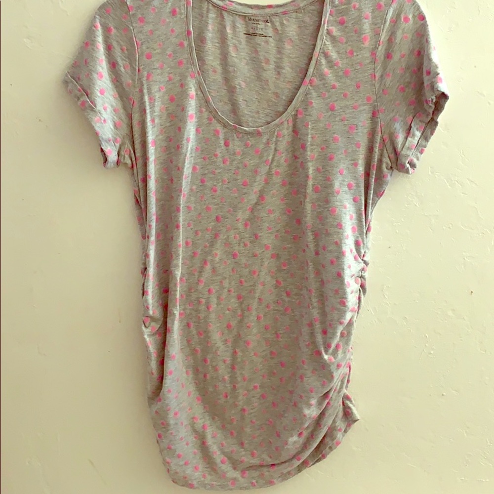 Motherhood Polka Dot Tee with Ruched Sides